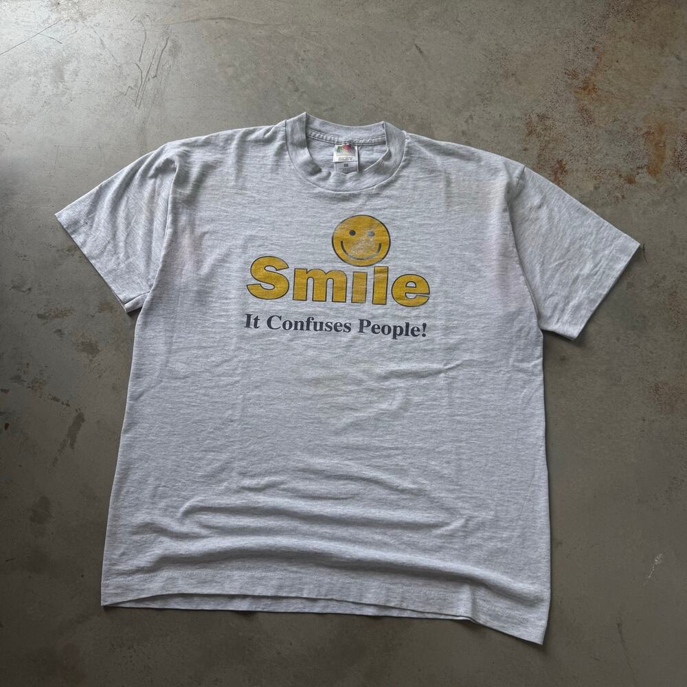 Vintage 90’s Smile It Confuses People Smiley Face Obscure T-shirt Size Large